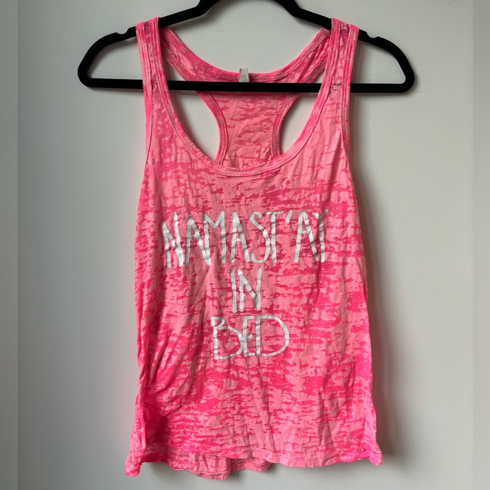 Mark Classic Namast’ay in Bed Neon Pink Tank Top Yoga Top Lightweight Shirt